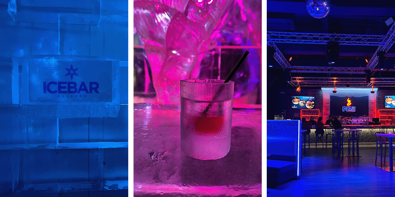 icebar sign, frozen drink, and fire lounge
